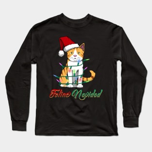 Feline Navidad Christmas Cat Cute Kitten Long Sleeve T-Shirt